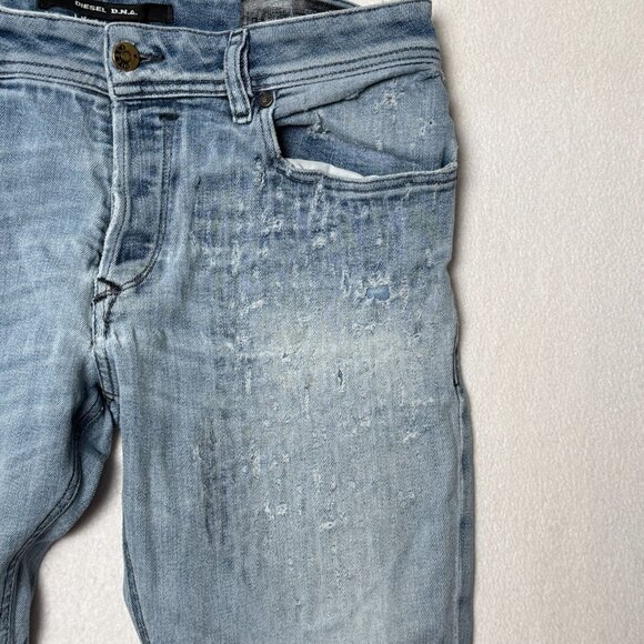 Diesel D.N.A. Sleenker Mens Distressed Thrashed Grunge Slim Fit Jeans Size 32x32 - Picture 6 of 16